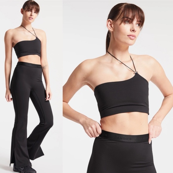Bandier Pants - Bandier Jacaranda Set: Sport Logo Slit Legging + Asymmetric Toggle Bra